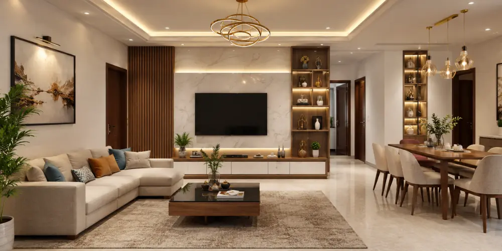 Elegant living room interior design with modern furnishings